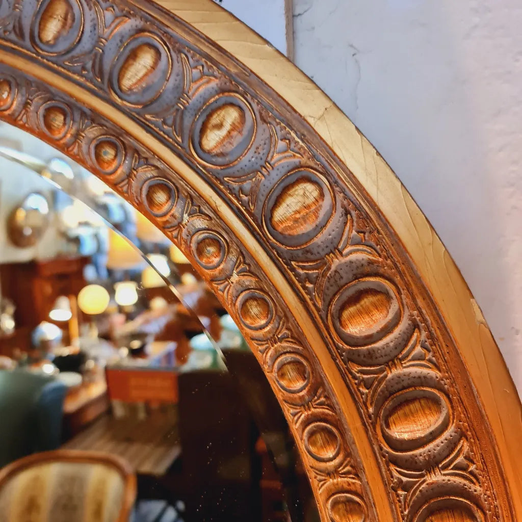 Round Flat Gilt Framed Mirror