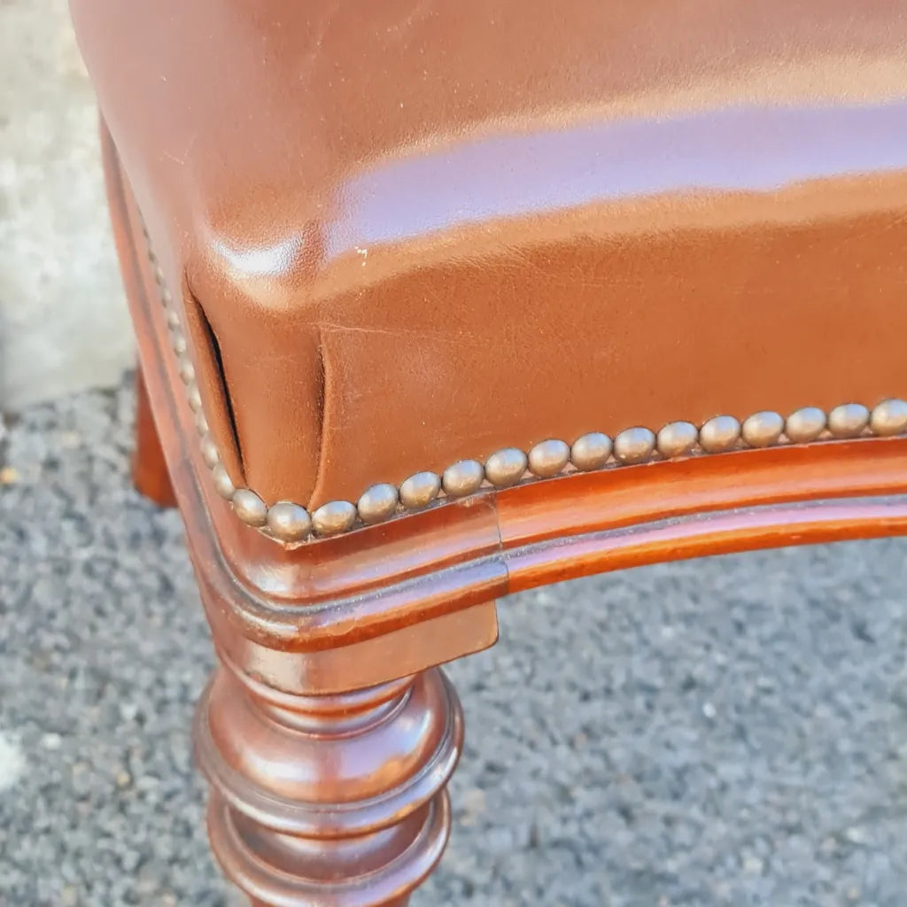 Balloon Back Chair| Reproduction with Leather Seat by Acorn Antiques