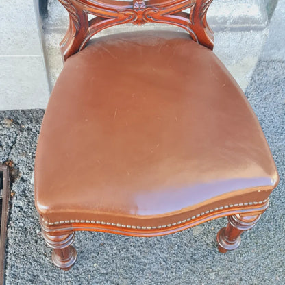 Balloon Back Chair| Reproduction with Leather Seat by Acorn Antiques
