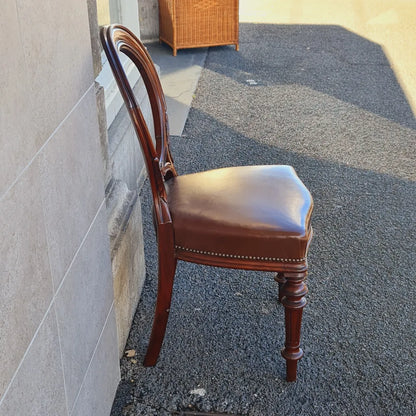 Balloon Back Chair| Reproduction with Leather Seat by Acorn Antiques