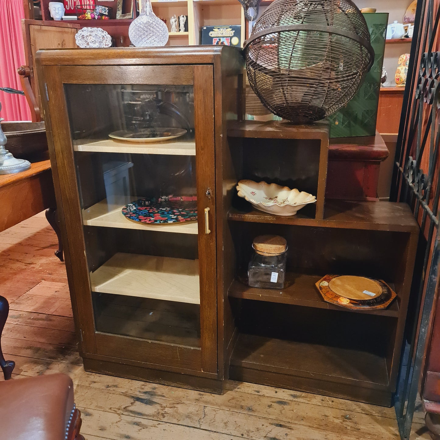 Deco Bookcase Vintage with Display Cabinet