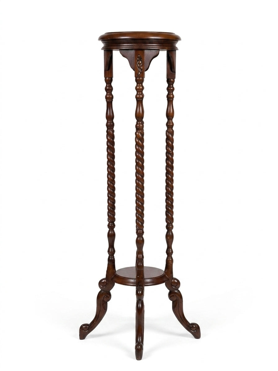 Victorian Style Mahogany Jardinière Stand with Barley Twist Columns