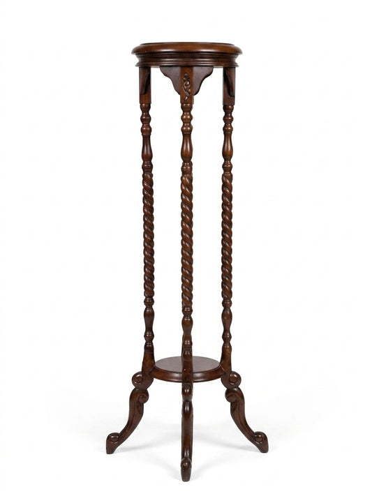 Victorian Style Mahogany Jardinière Stand with Barley Twist Columns