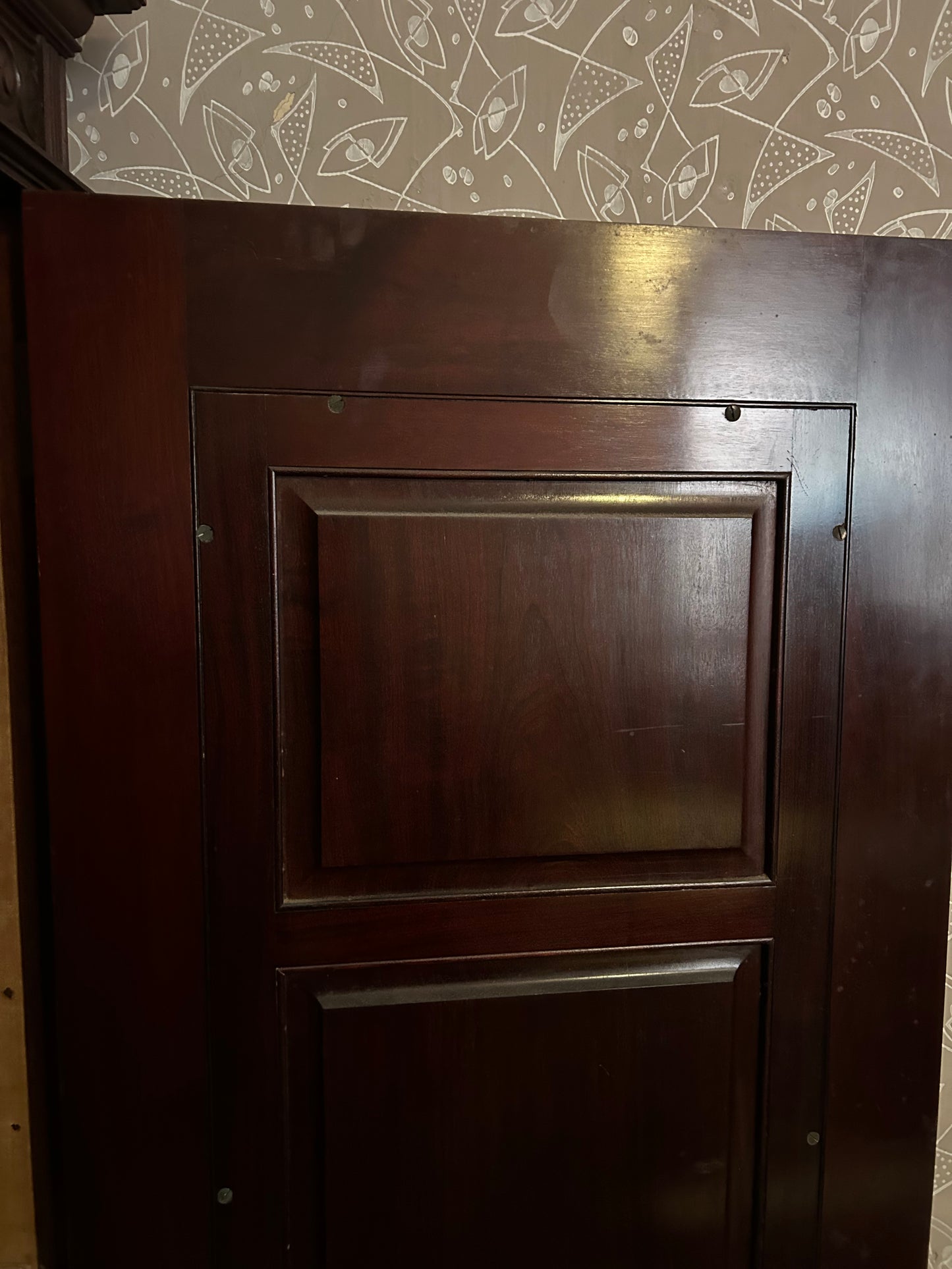 Victorian Triple Wardrobe with Carved Panels and Central Mirror
