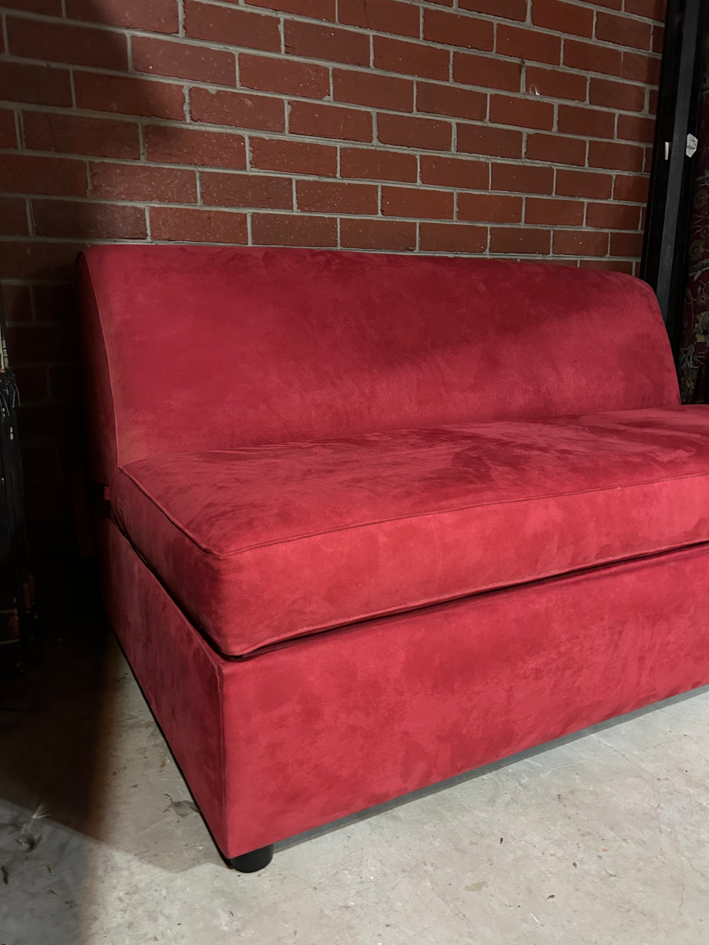 Folding Sofa Bed Red Velvet Compact Double Size