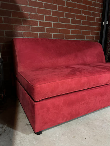 Folding Sofa Bed Red Velvet Compact Double Size