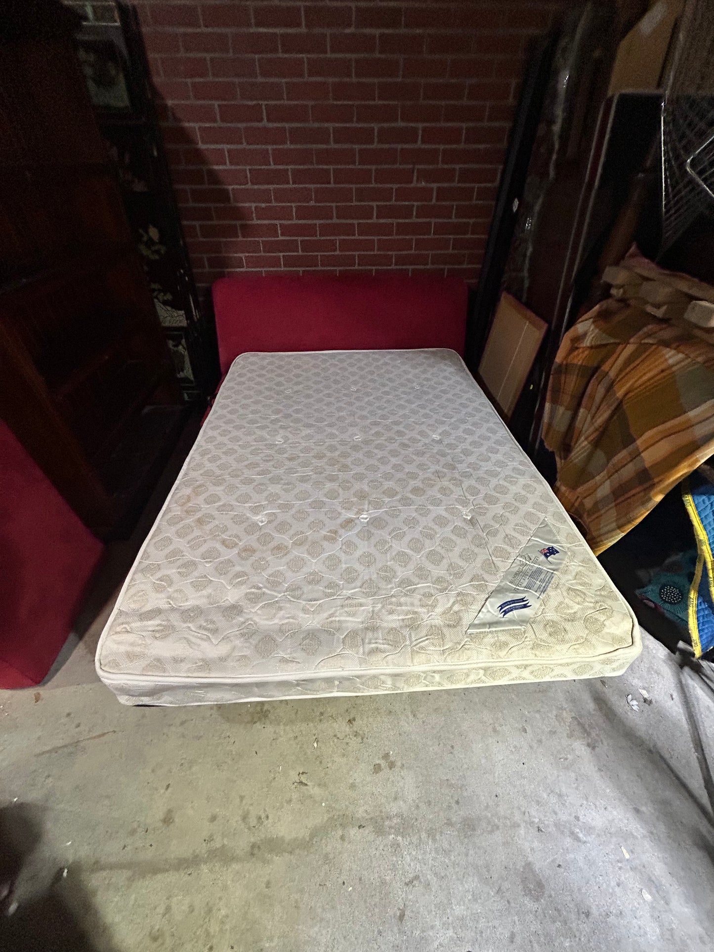Folding Sofa Bed Red Velvet Compact Double Size