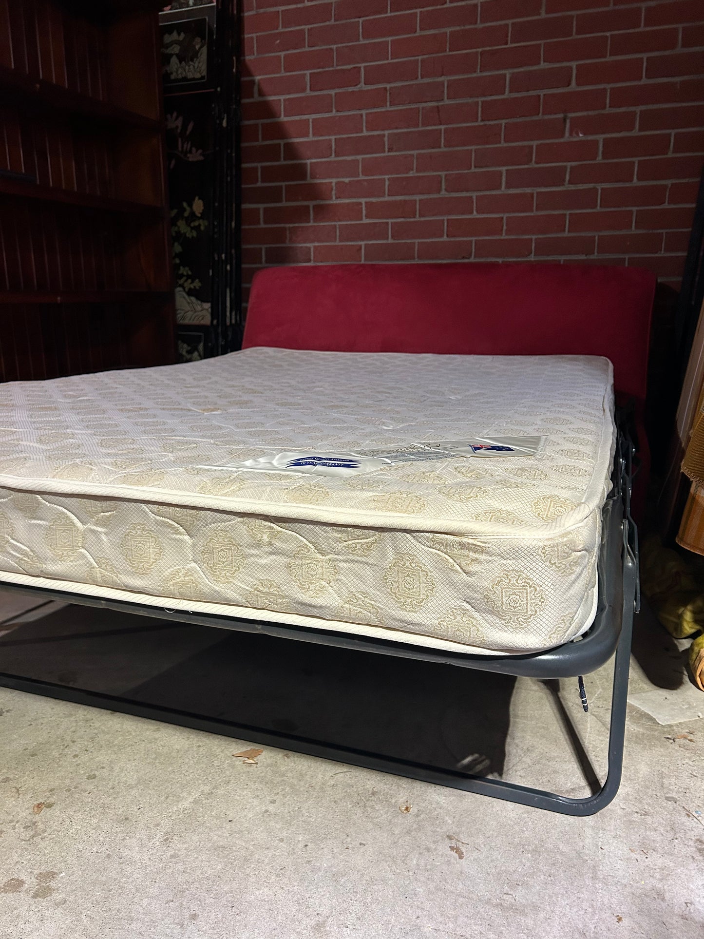 Folding Sofa Bed Red Velvet Compact Double Size