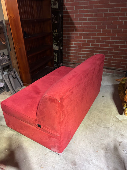 Folding Sofa Bed Red Velvet Compact Double Size