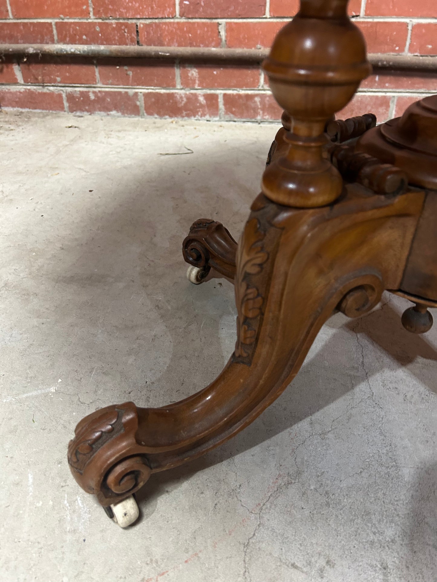 Victorian Burr Walnut Fold-Over Card Table with Storage