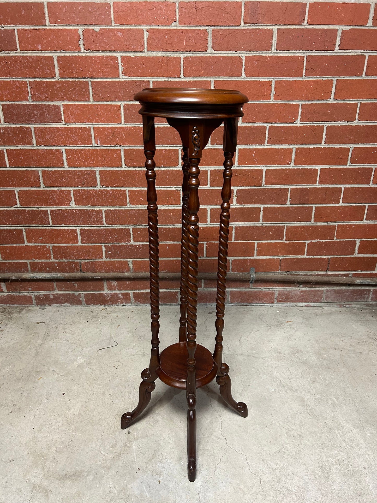 Victorian Style Mahogany Jardinière Stand with Barley Twist Columns