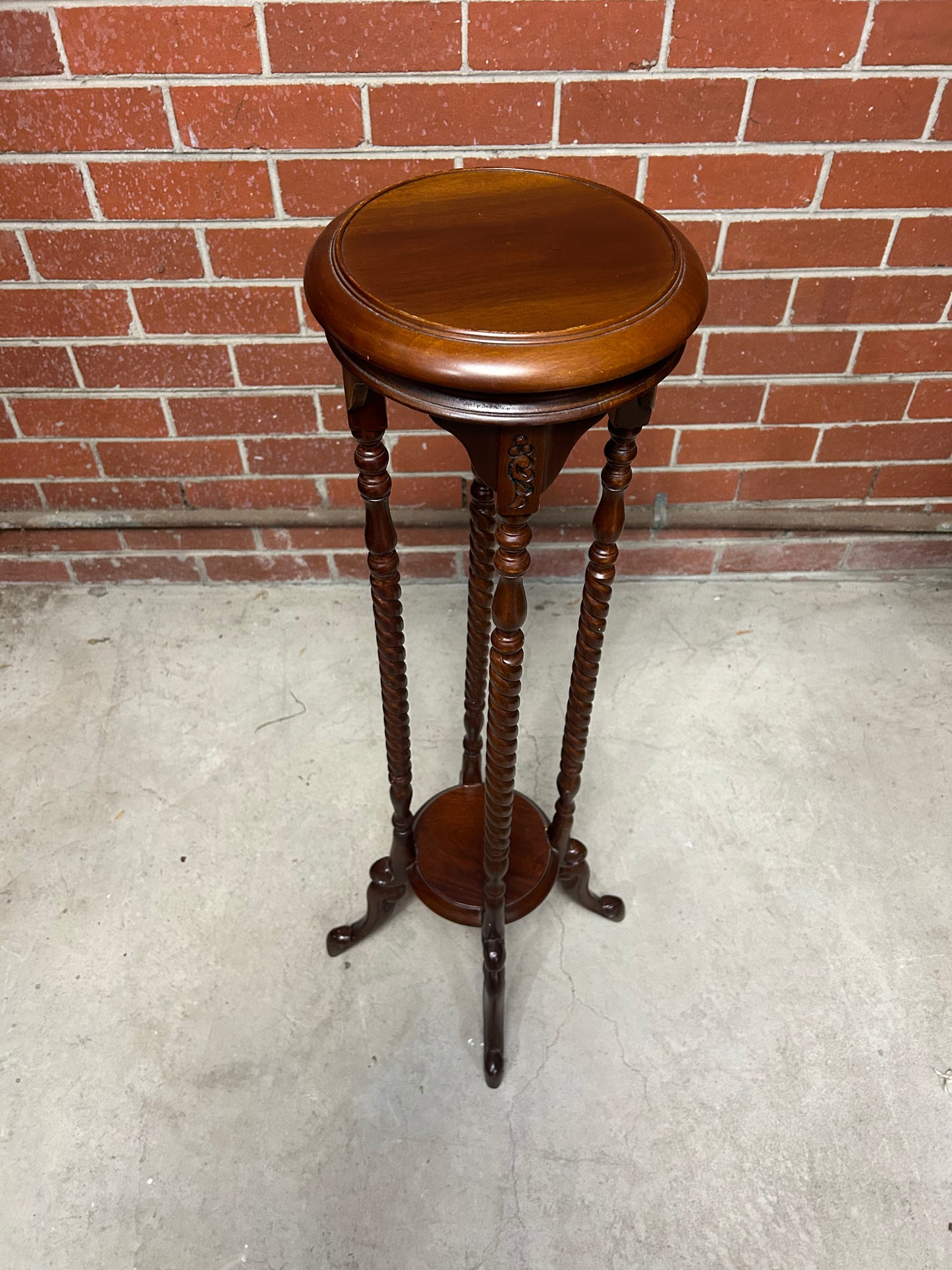 Victorian Style Mahogany Jardinière Stand with Barley Twist Columns