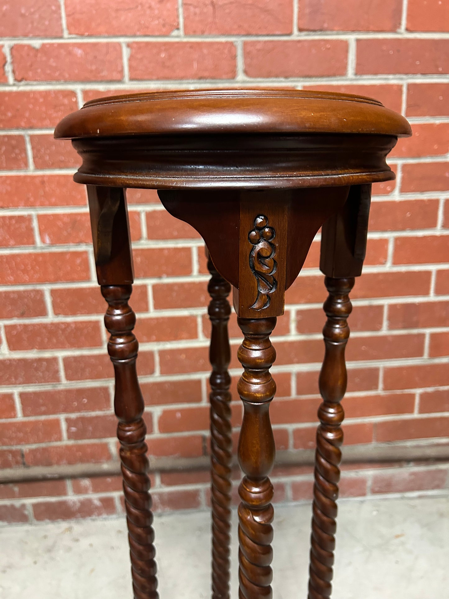 Victorian Style Mahogany Jardinière Stand with Barley Twist Columns