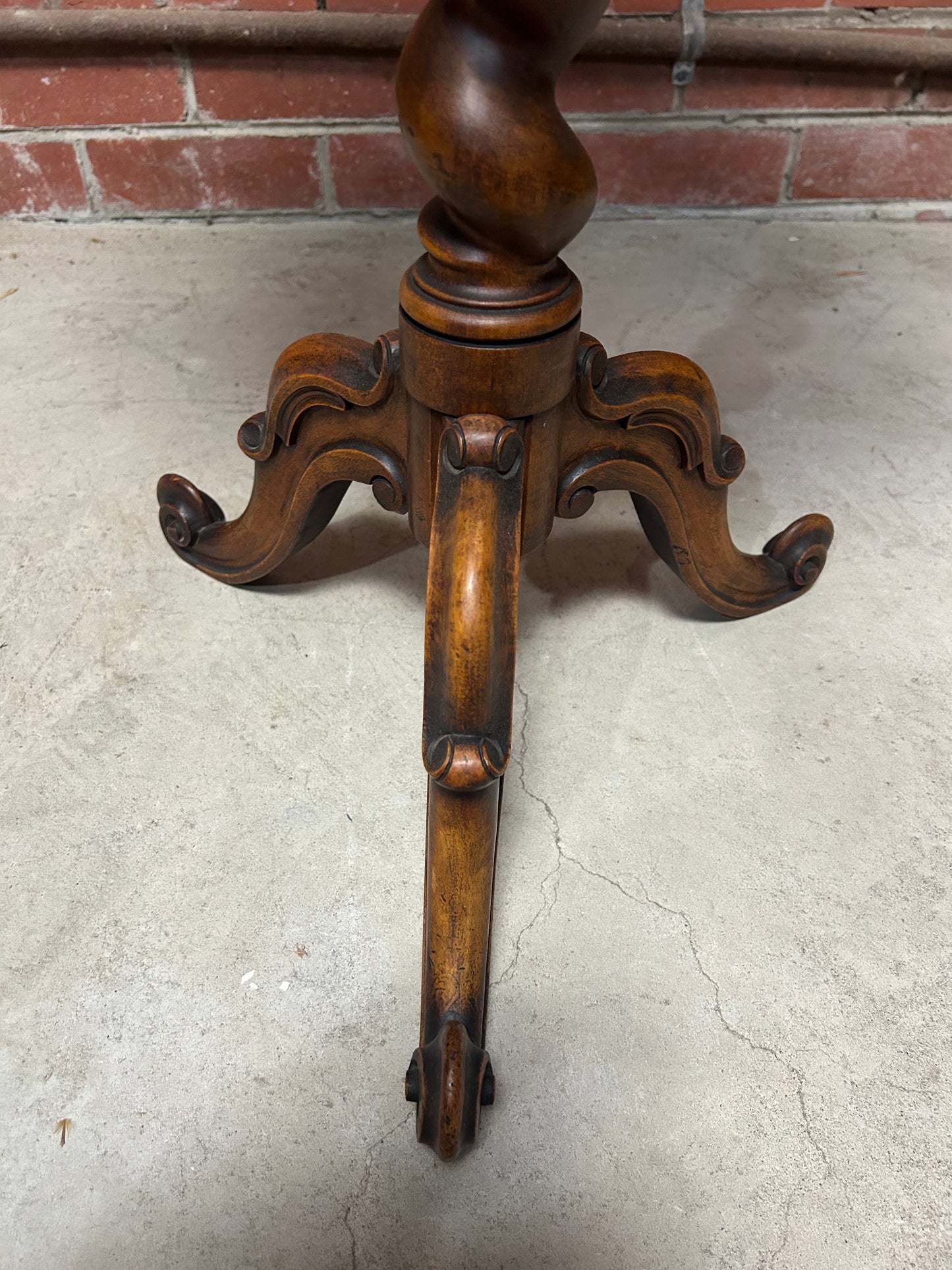 Victorian Marquetry Wine Table on Barley Twist Column