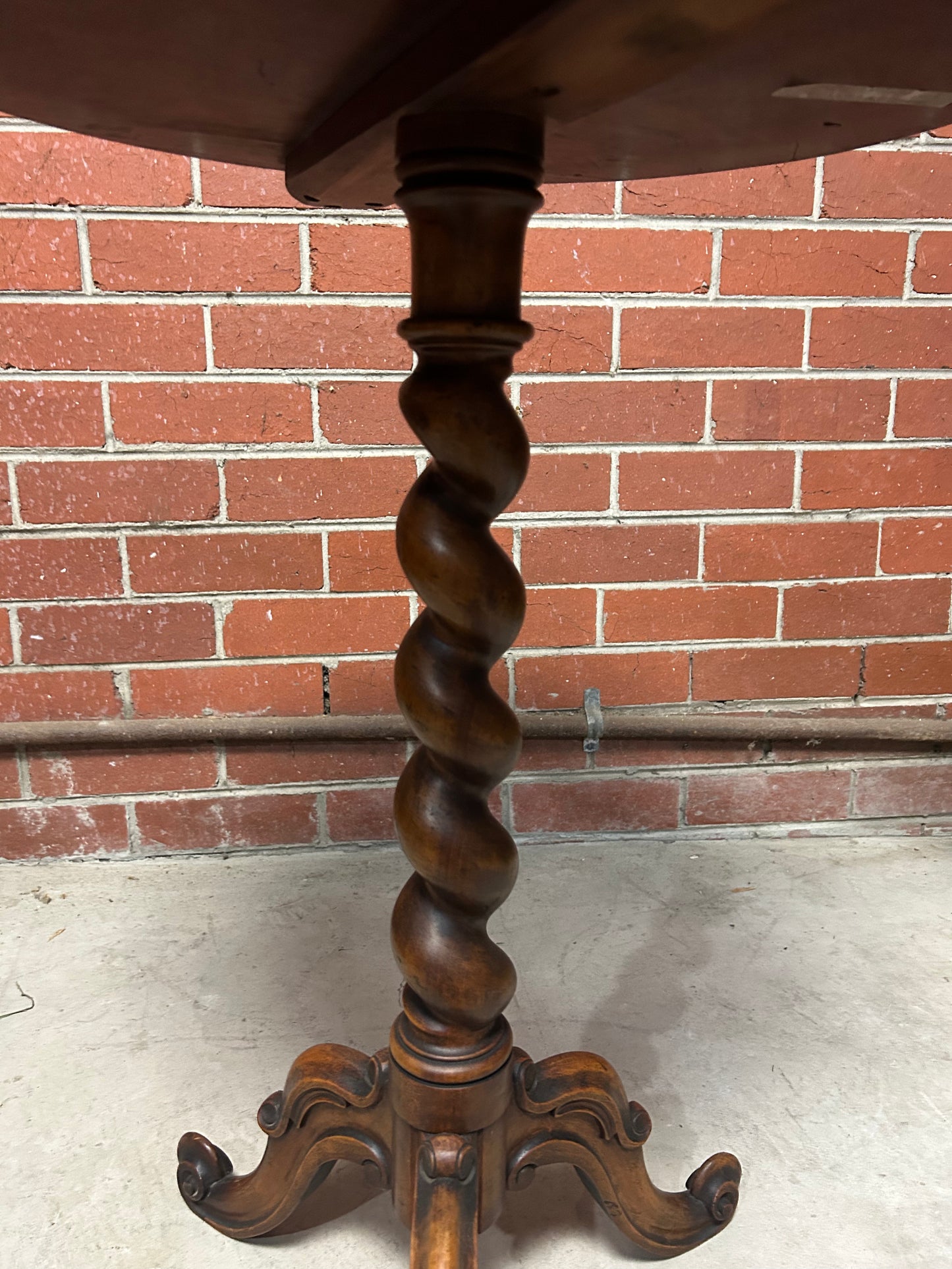 Victorian Marquetry Wine Table on Barley Twist Column