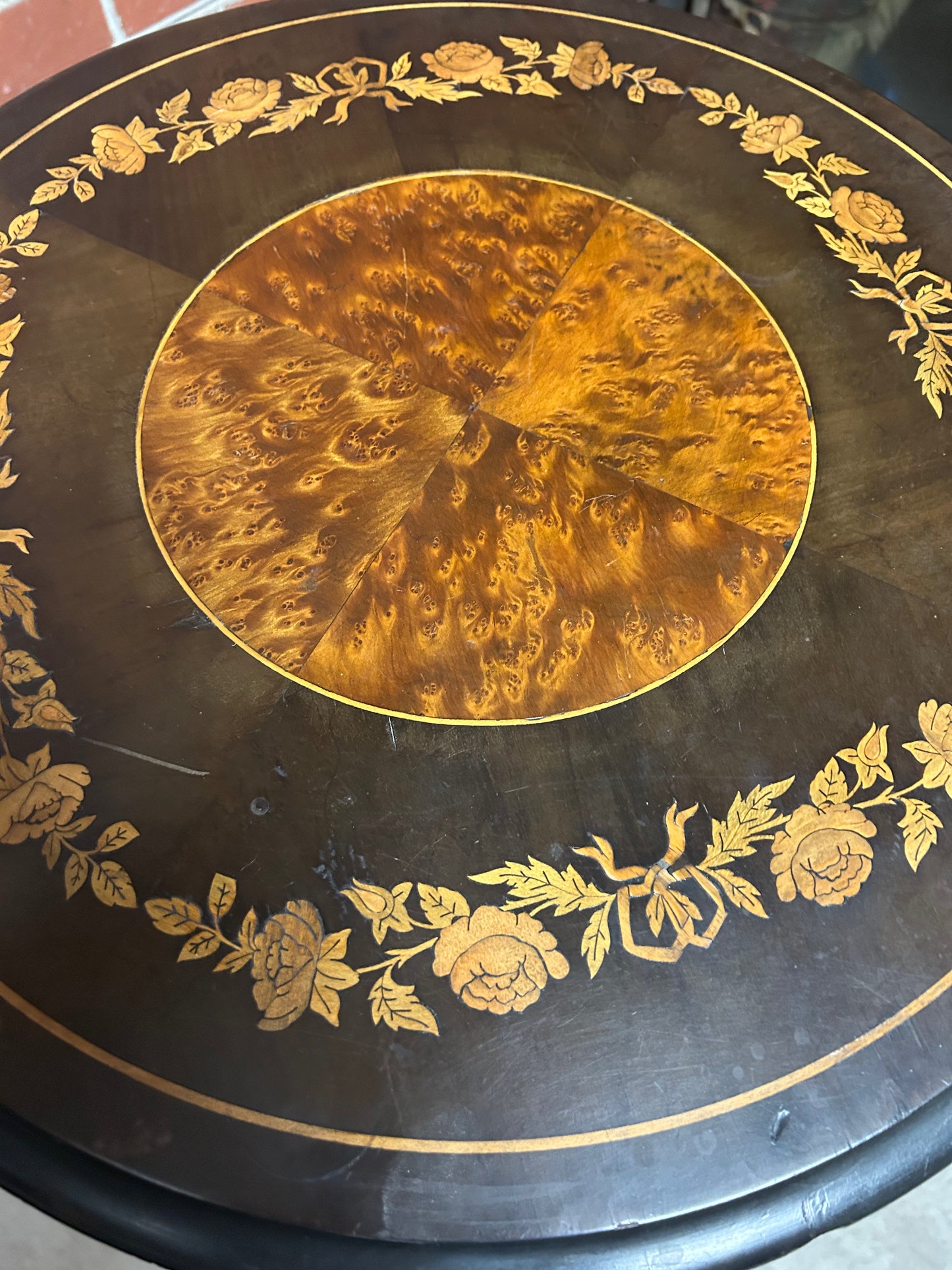 Victorian Marquetry Wine Table on Barley Twist Column