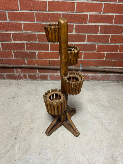 Vintage Wooden Dowel Stand — Candle Holder or Wine Rack