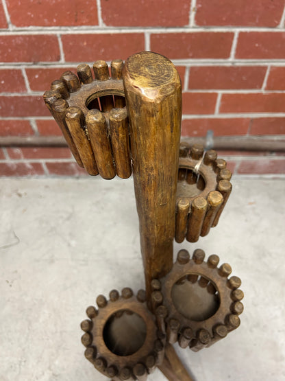 Vintage Wooden Dowel Stand — Candle Holder or Wine Rack