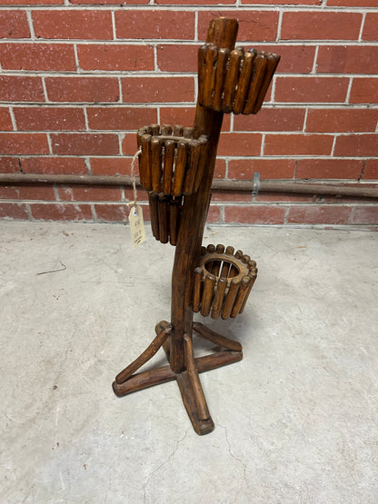 Vintage Wooden Dowel Stand — Candle Holder or Wine Rack
