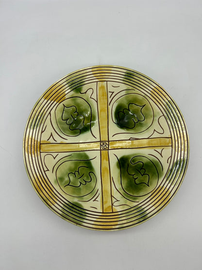 Decorative Plate – “Scraffitoware, 14th Century Larnuka Cyprus” Inscription (Modern Reproduction)
