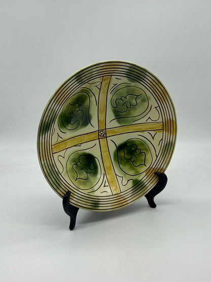 Decorative Plate – “Scraffitoware, 14th Century Larnuka Cyprus” Inscription (Modern Reproduction)