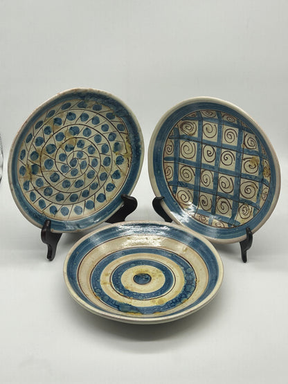 Set of 3 Hand‑Painted Alessi Ceramic Plates – Caltagirone, Italy