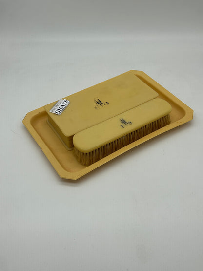 Vintage Monogrammed Grooming Set – Tray, Clothes Brush & Hand Brush