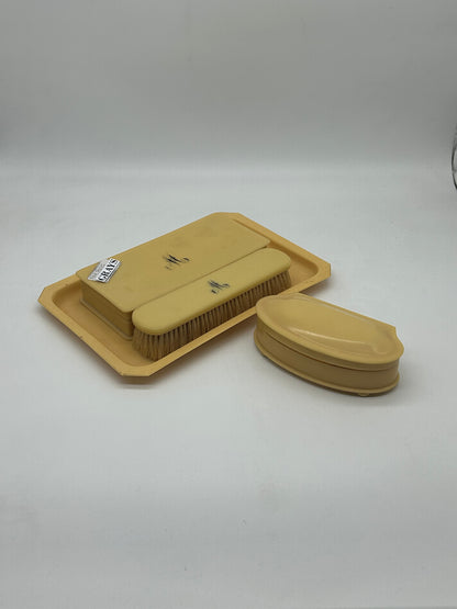 Vintage Monogrammed Grooming Set – Tray, Clothes Brush & Hand Brush