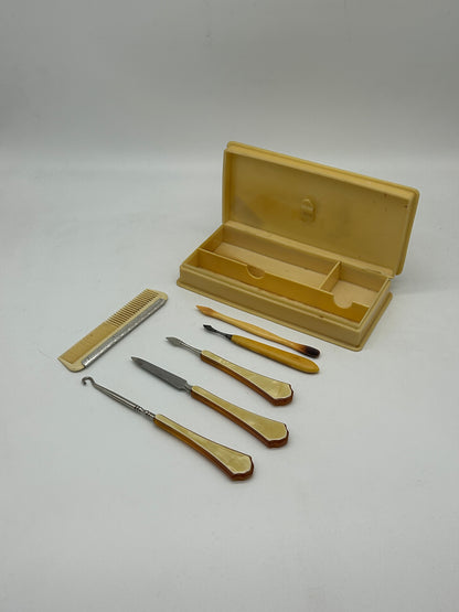 Vintage Monogrammed Grooming Set – Tray, Clothes Brush & Hand Brush
