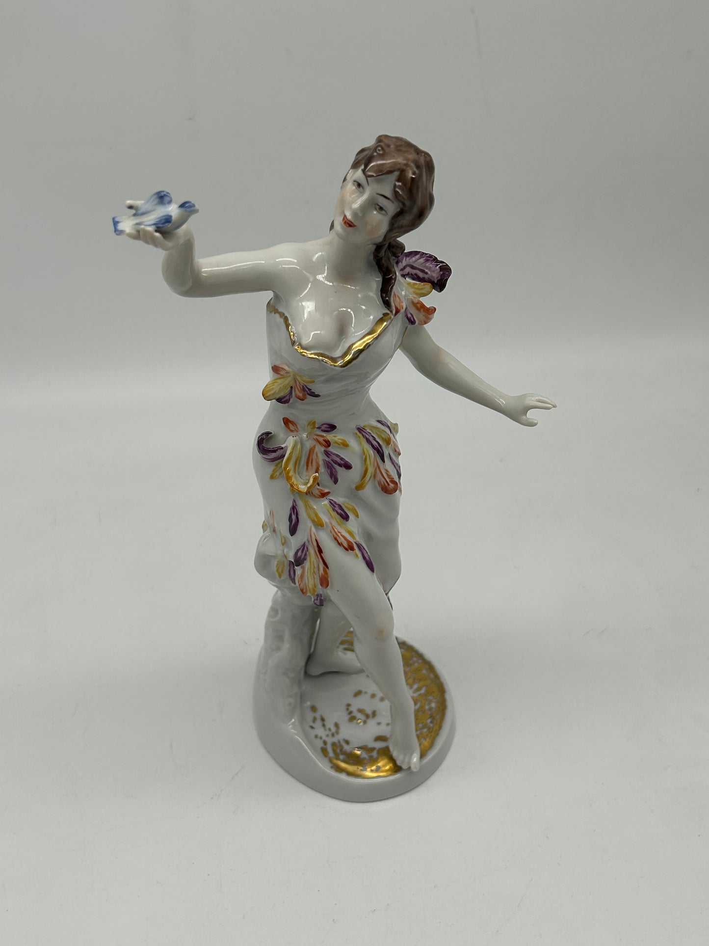 Wallendorf Porcelain Figurine with Birds – Crown W 1764 Mark