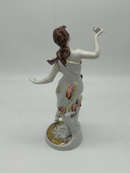 Wallendorf Porcelain Figurine with Birds – Crown W 1764 Mark