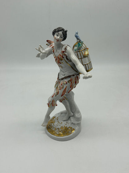 Wallendorf Porcelain Figurine with Birds – Crown W 1764 Mark