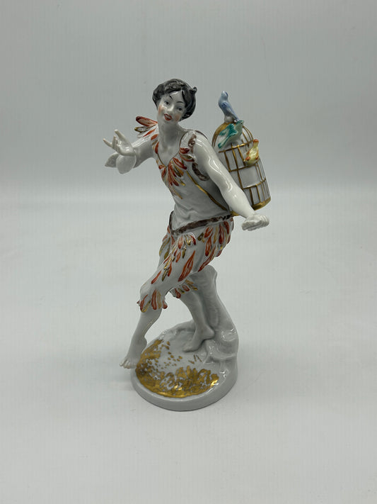 Wallendorf Porcelain Figurine with Birds – Crown W 1764 Mark