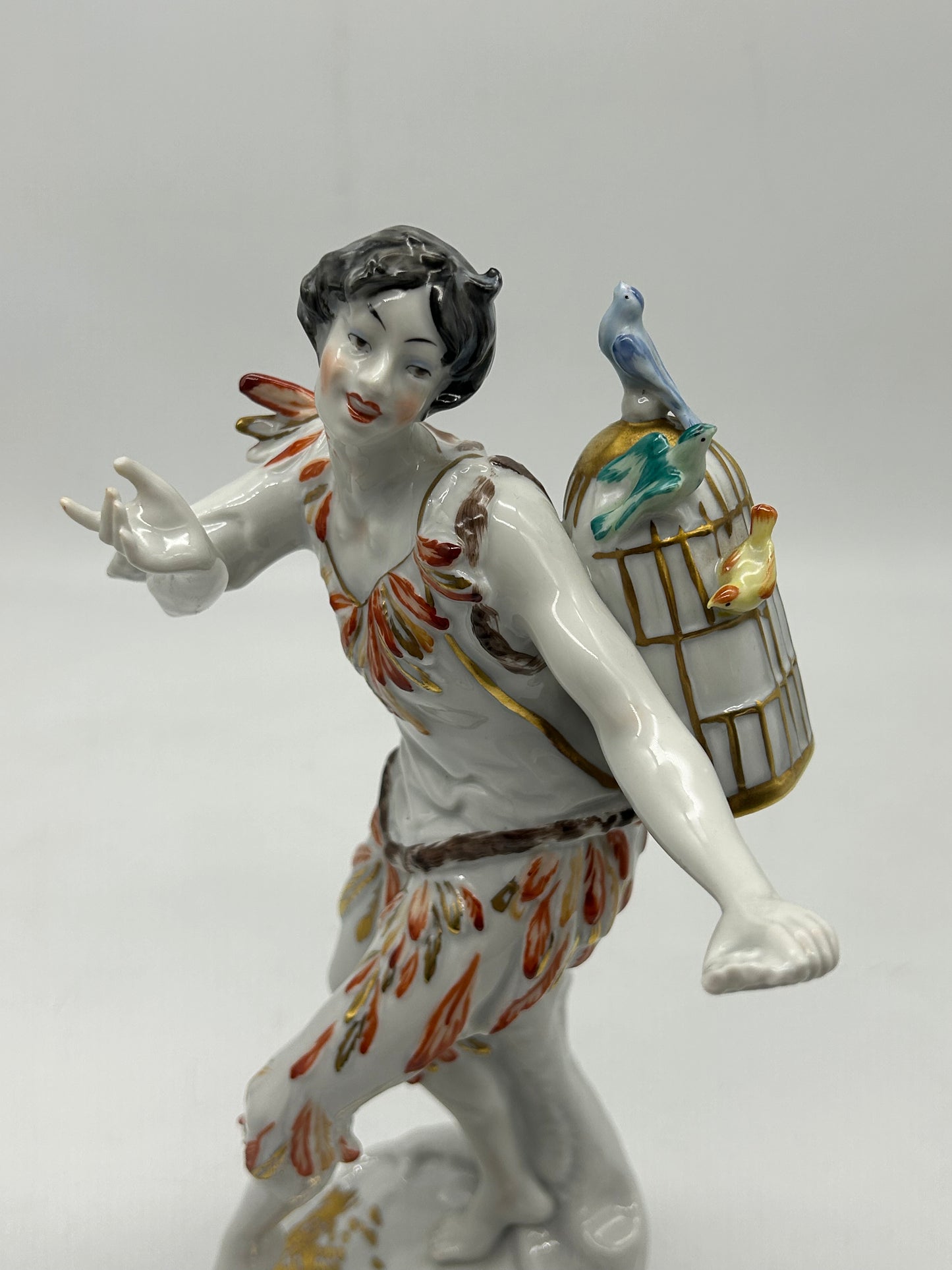 Wallendorf Porcelain Figurine with Birds – Crown W 1764 Mark