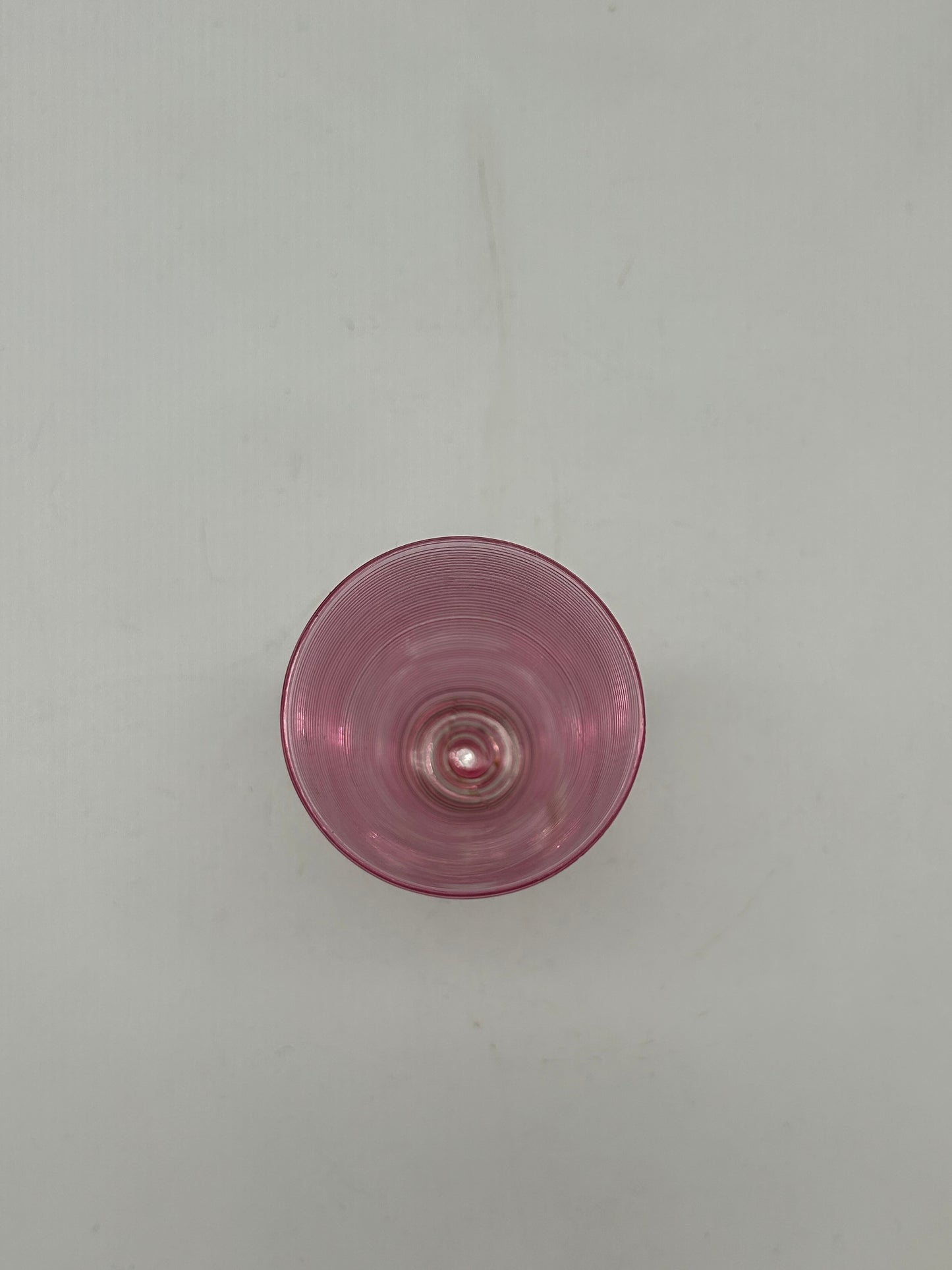 Pink Ribbed Cocktail/Brandy Glasses with Applied Clear Decoration