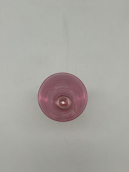 Pink Ribbed Cocktail/Brandy Glasses with Applied Clear Decoration