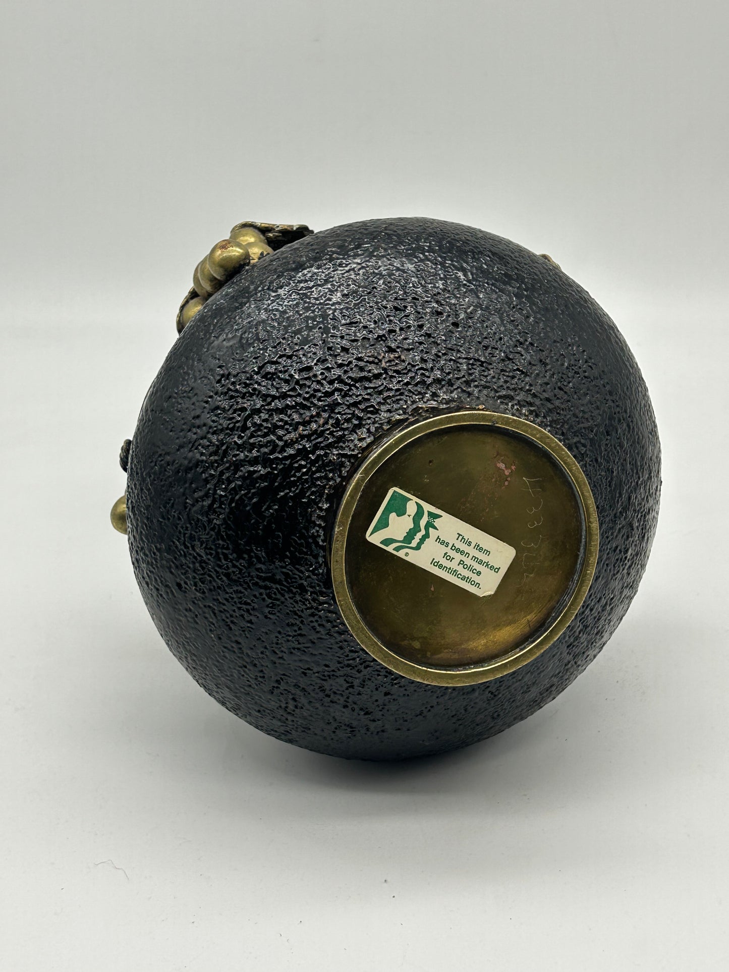 Solid Brass Vase with Gilt Grapevine Motif
