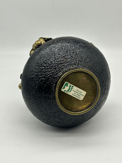 Solid Brass Vase with Gilt Grapevine Motif