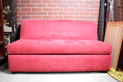 Folding Sofa Bed Red Velvet Compact Double Size