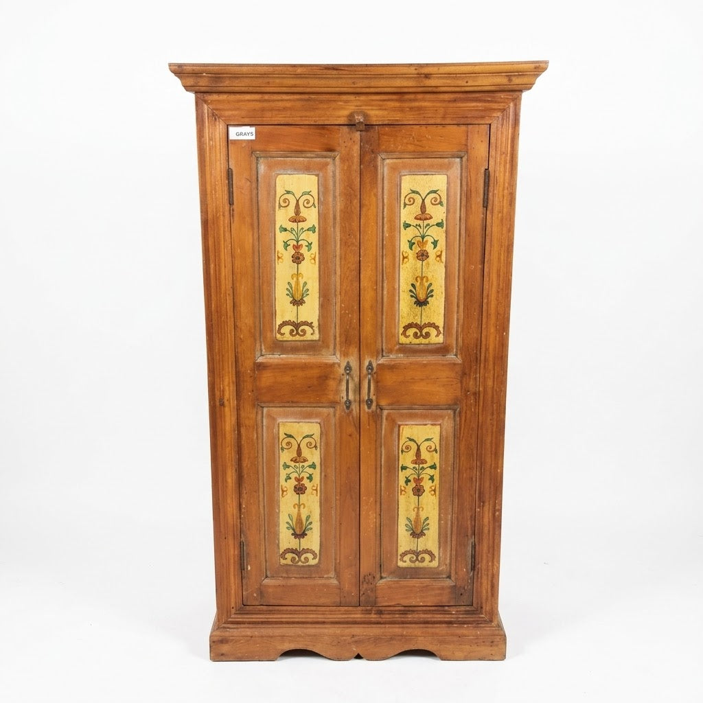 Rustic Cabinet with Painted Doors and Shelving
