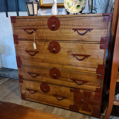 Japanese Tansu Cabinet Drawers in Two Parts
