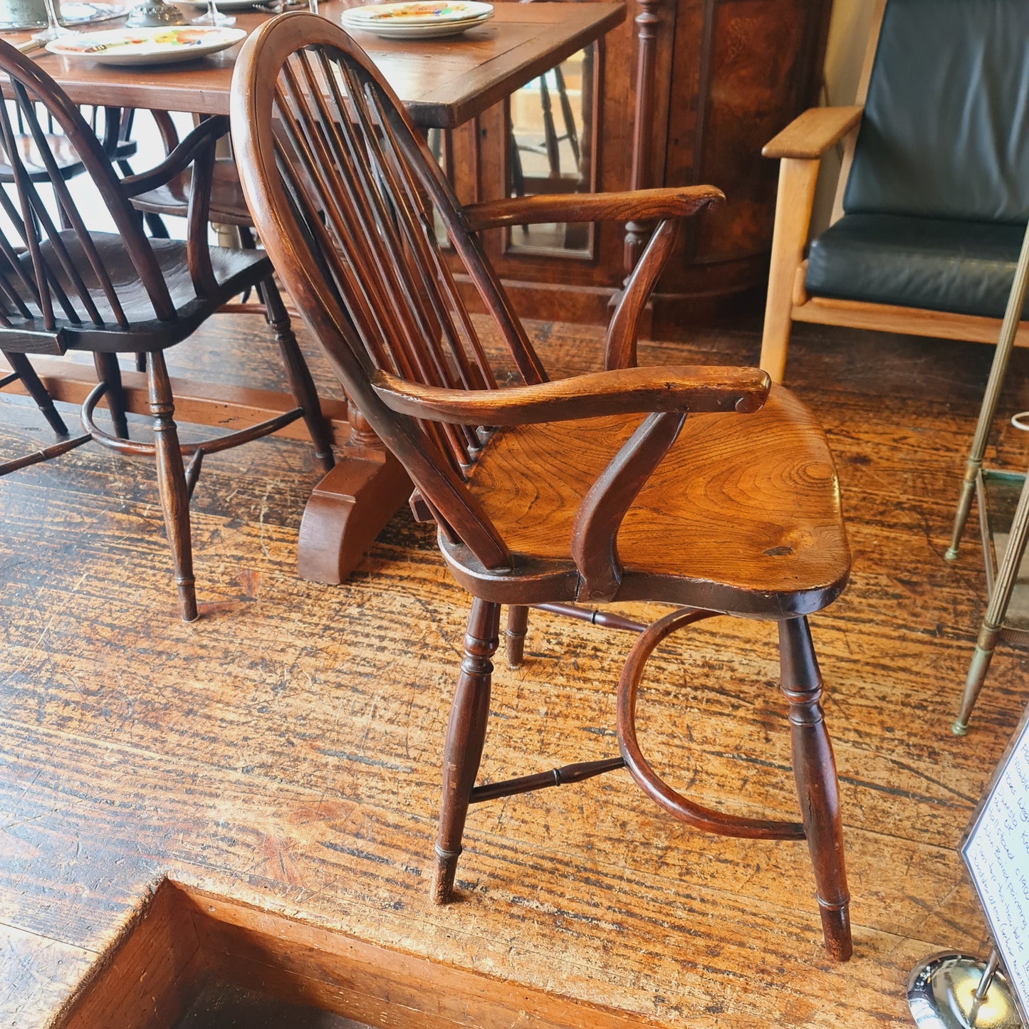 Set of Six Hoop Back Yew Dining Chairs with Arms