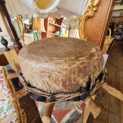 African Standing Drum with Original Leather