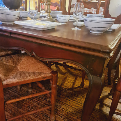 French Extension Table for 14 with 8 Rush Seated Chairs