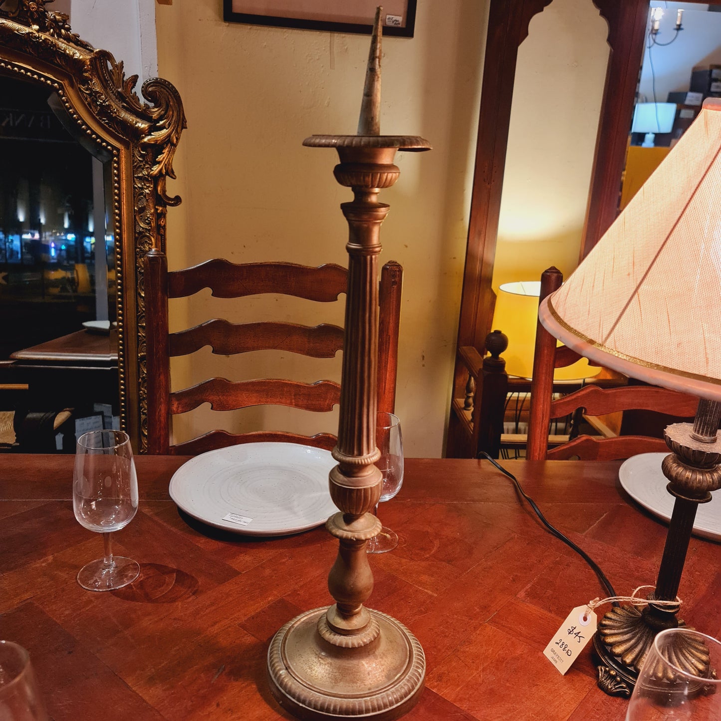 Pair of Antique Brass Candlesticks Pricketts
