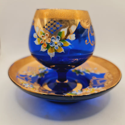 Italian Gilt Glass Goblet and Saucer