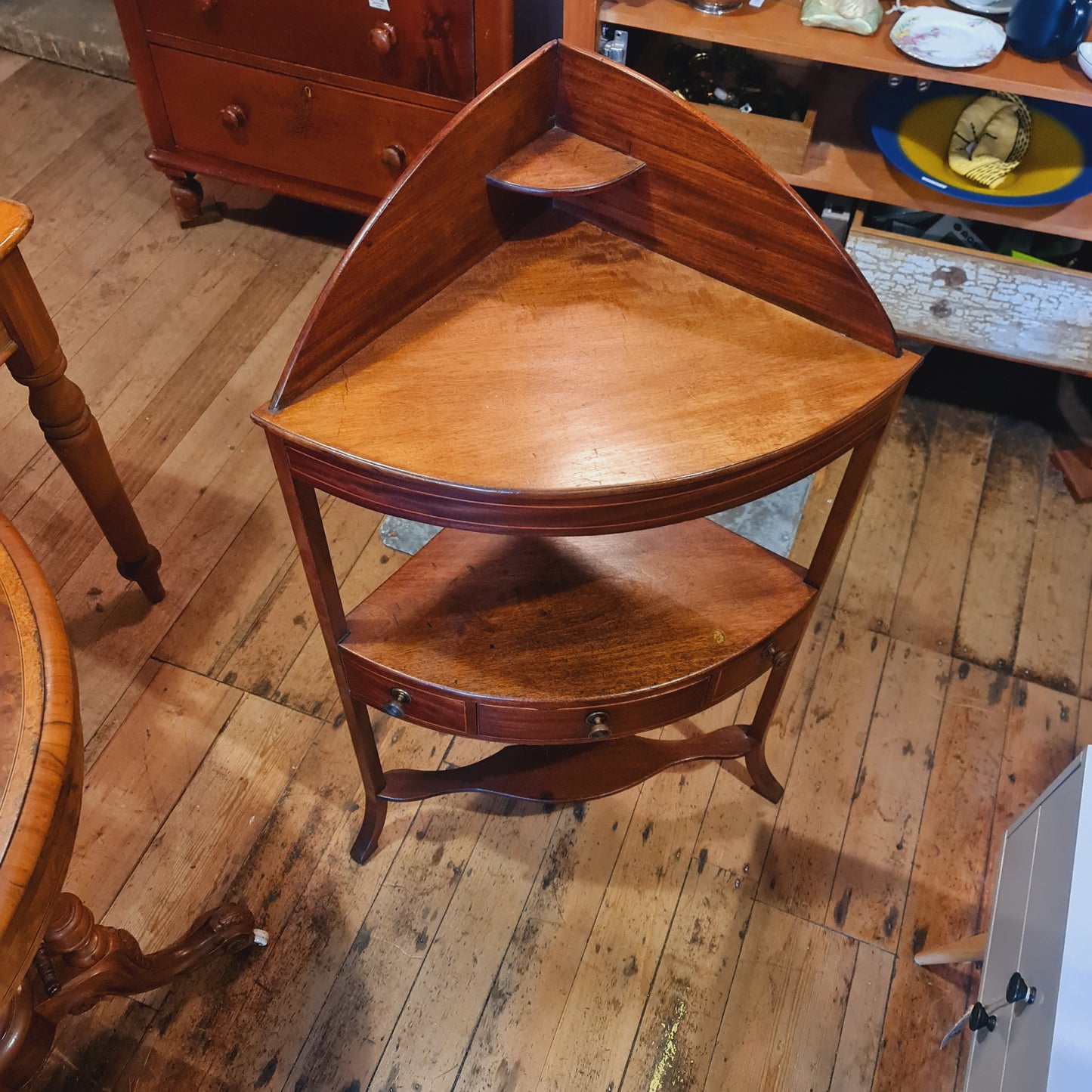 Georgian Watnot Corner Stand with Drawer