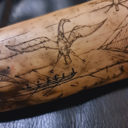 Two large Pieces of Scrimshaw made from Resin
