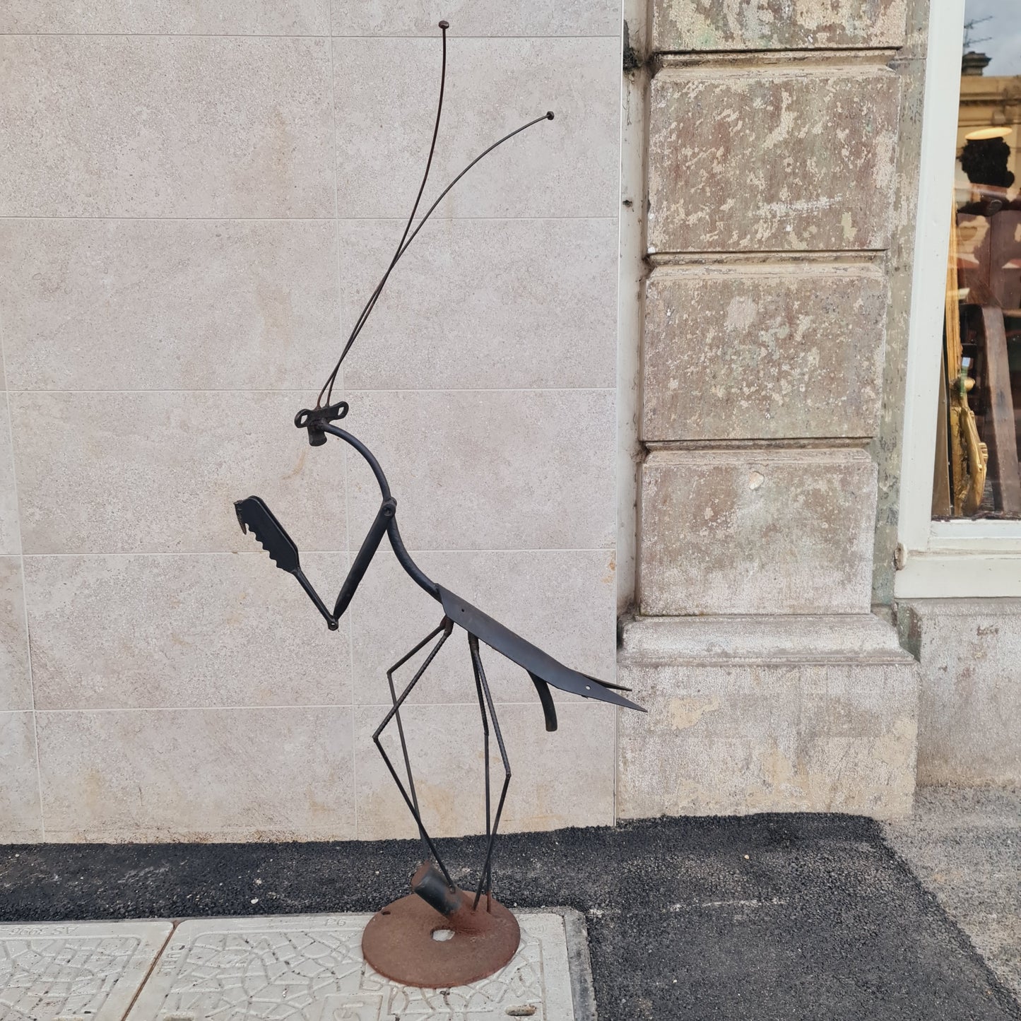 Metal Sculpture Grasshopper Steel Welded Art Garden