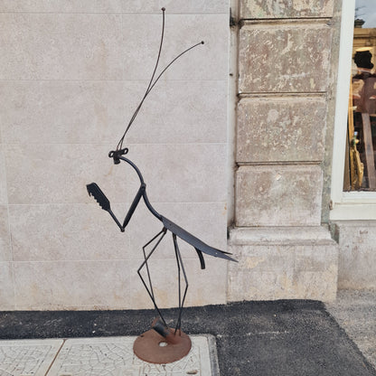 Metal Sculpture Grasshopper Steel Welded Art Garden